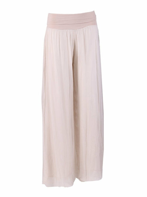 Donna Palazzo Silk Pants – Champagne