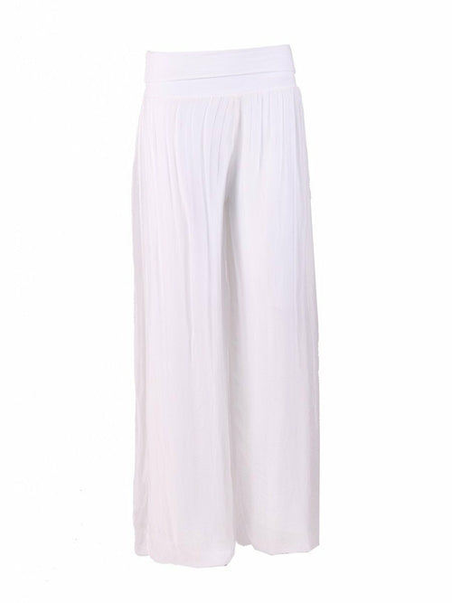 Donna Palazzo Silk Pants – White